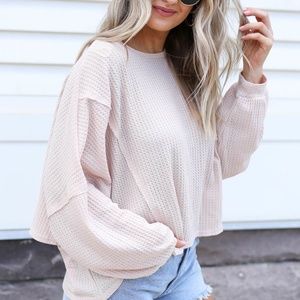 Billowy Waffle Knit Top